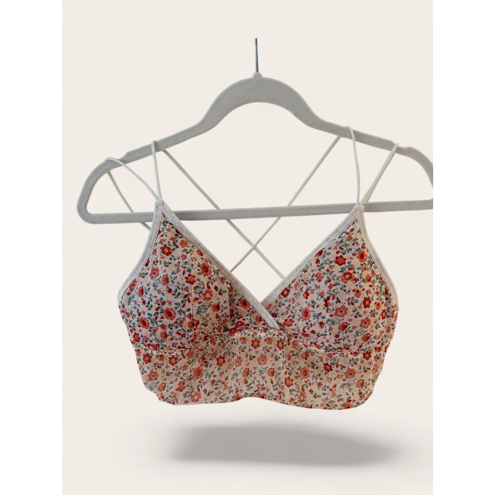 "Peach Petal Crush" Gilly Hicks Floral Mesh Bralette Coquette Aesthetic Large - Picture 4 of 7